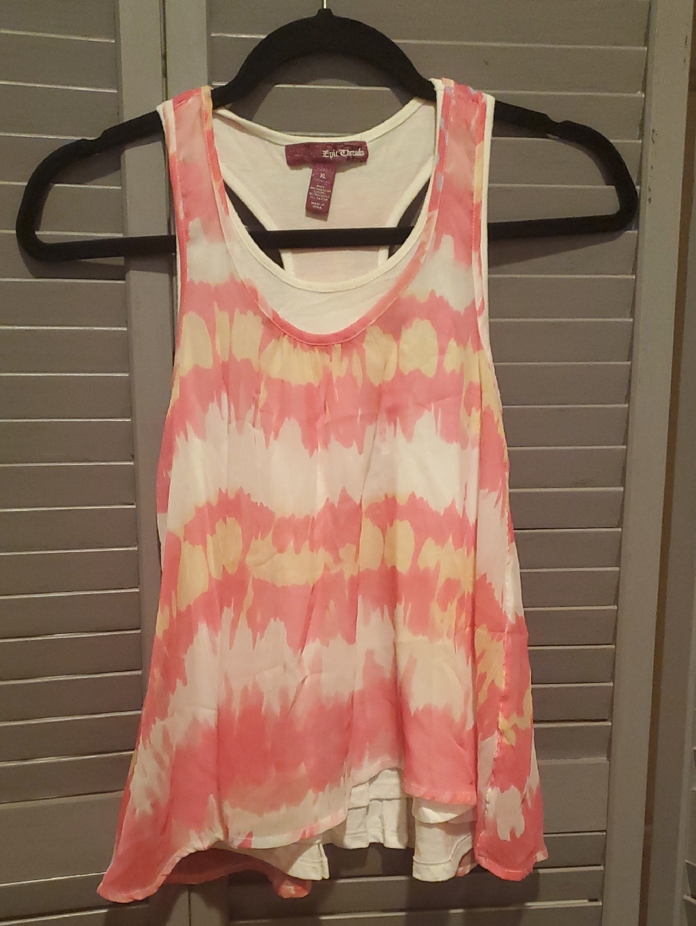 Epic Threads Pink & Cream Layered Tie-Dye Sleeveless Tank Top Size XL